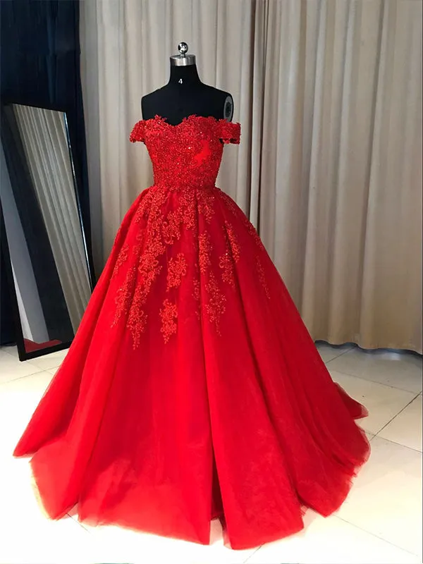 Ball Gown Cap Sleeve Lace Appliques Prom Dresses 2019 Burgundy Prom/Evening Dress PIN7114