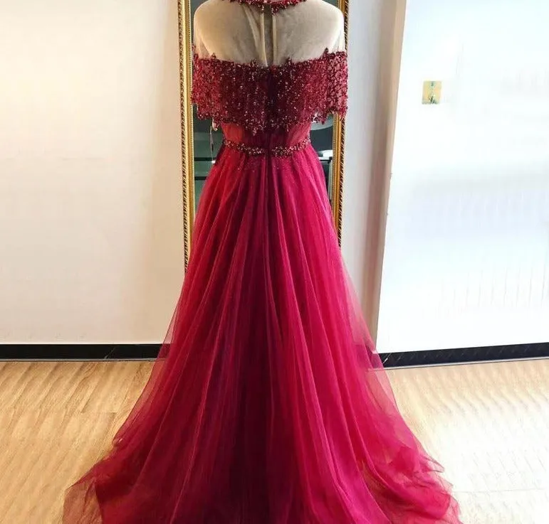 Blue O-Neck Diamond Sequins Sexy Evening Dress
